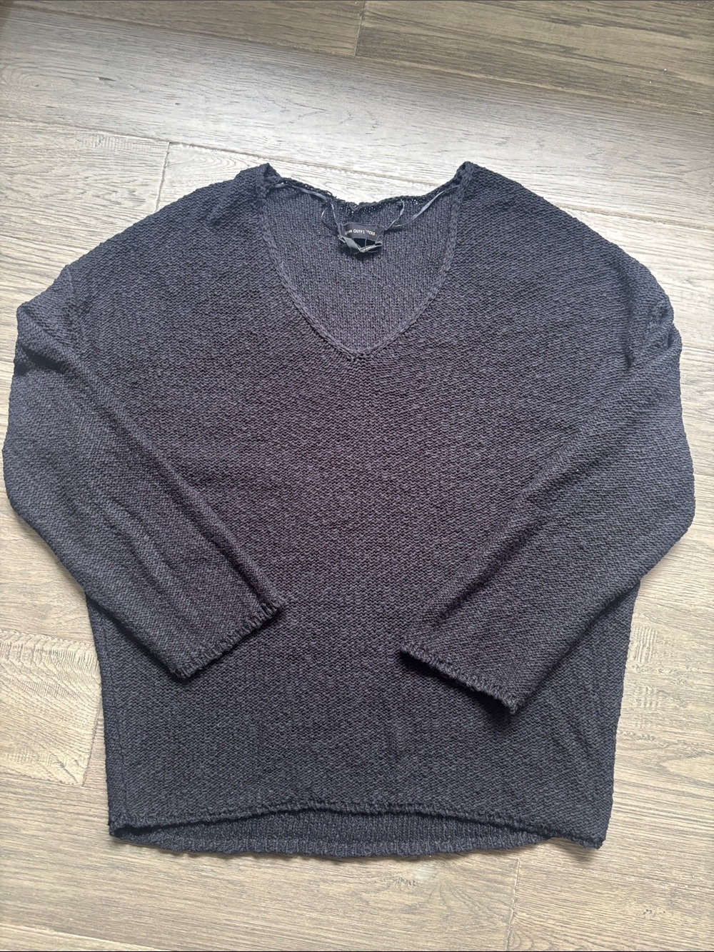 Urban Outfitters | Cotton Blend Oversized Black V-Neck Knit Sweater Size Small